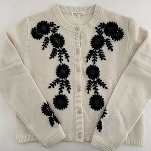 Alex Mill Becca Embroidered Cardigan in Wool, Size M